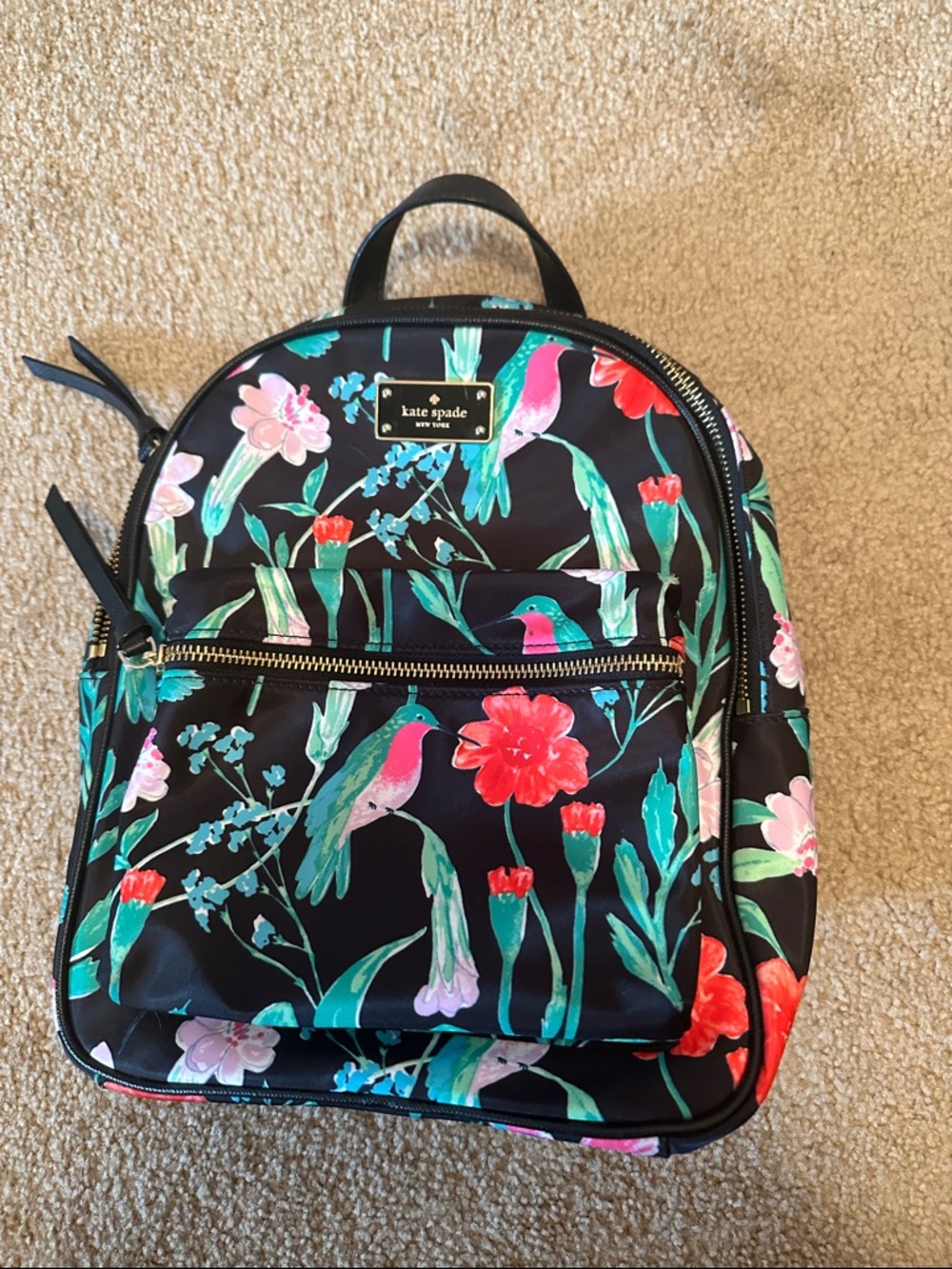 kate spade Black Floral & Hummingbird Mini Backpack